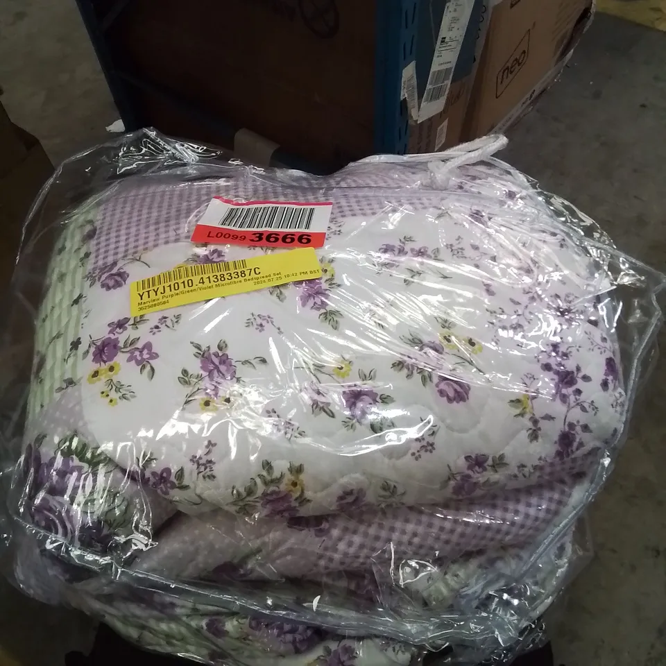 BAGGED MARVIEW PURPLE/GREEN/VIOLET BED SPREAD SET