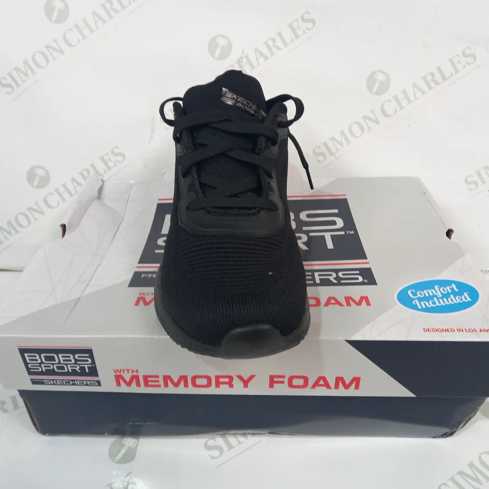 BOXED PAIR OF SKECHERS BOBS SPORT MEMORY FOAM SHOES IN BLACK UK SIZE 5.5