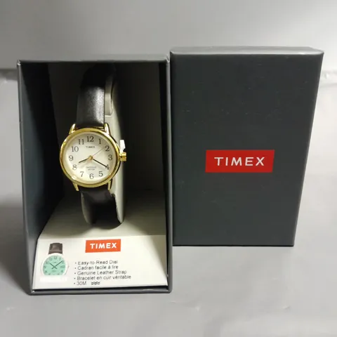 BOXED TIMEX INDIGLO LADIES WATCH WITH BLACK LEATHER STRAP