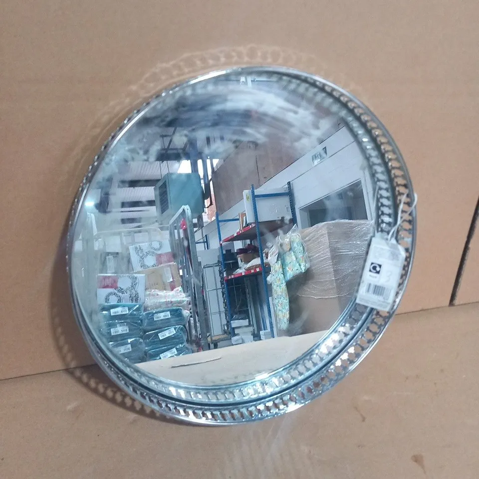 ROUND SILVER MIRRORED TRAY