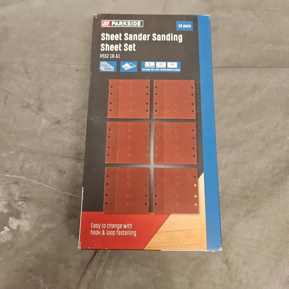 10 BOXED PARKSIDE SHEET SANDER SANDING SHEET SETS (18 PER PACK)