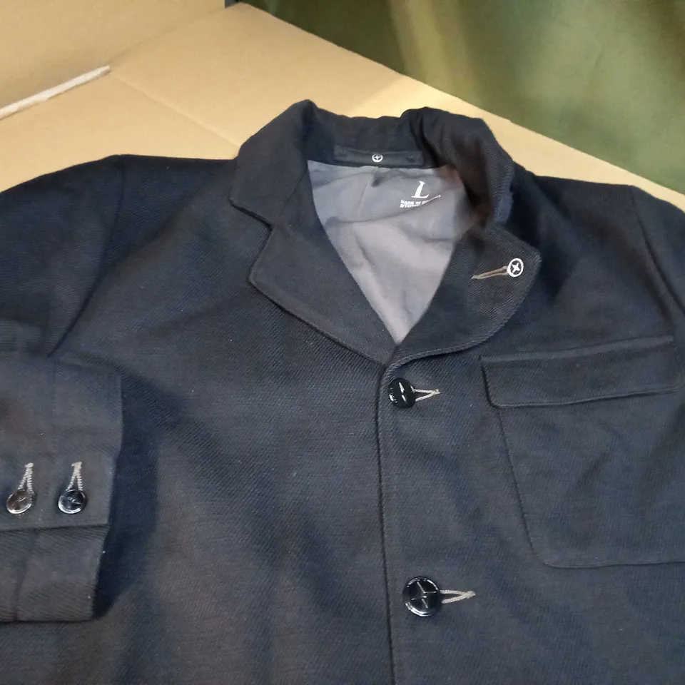 DESIGNER HARDWEARING BLACK MENS JACKET - LARGE