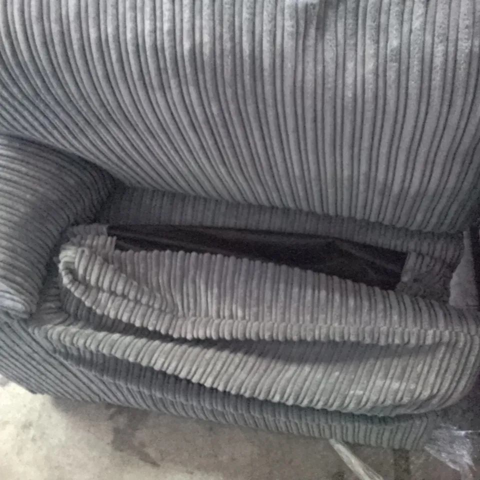 QUALITY DESIGNER 2PCS CORNER SOFA WITH LHF CHAISE - GREY CORDUROY FABRIC 