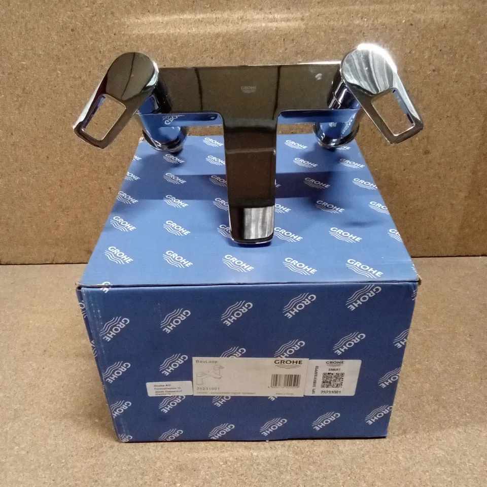 BOXED GROHE BAULOOP DECK MOUNTED CERAMIC DISC TECHNOLOGY 2 LEVER HANDLE BATH FILLER TAP