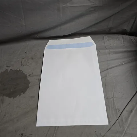 BOX OF APPROXIMATELY 100 WHITE MAILING ENVELOPES WITH BLUE TOP-STRIP