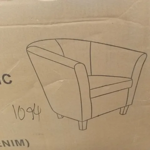 BOXED FABRIC UPHOLSTERED TUB ACCENT CHAIR - LIME (1 BOX)