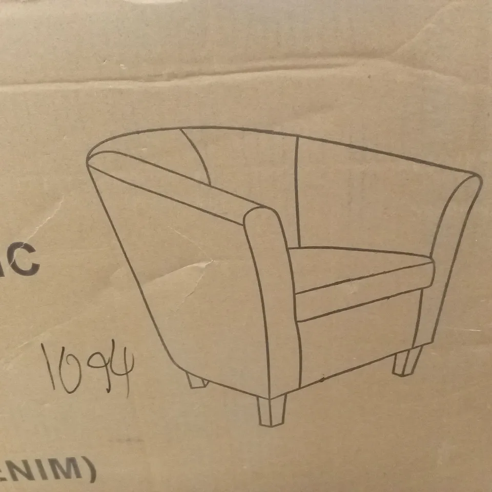 BOXED FABRIC UPHOLSTERED TUB ACCENT CHAIR - LIME (1 BOX)
