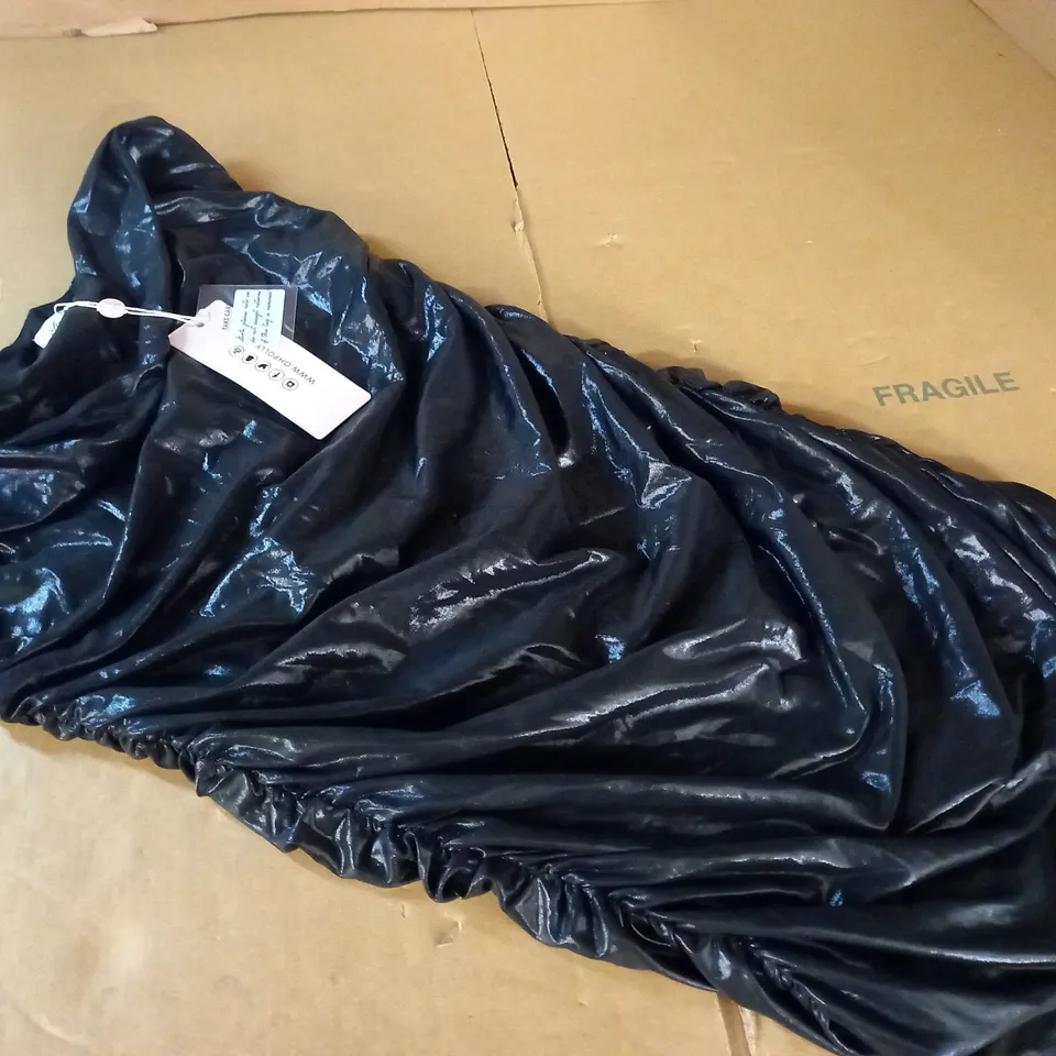 OH POLLY BLACK RUCHED DRESS - UK 14