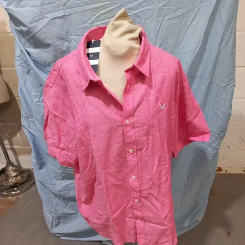 CREW CLOTHING COMPANY PINK SHORT-SLEEVE BUTTON-DOWN SHIRT – UK SIZE XL