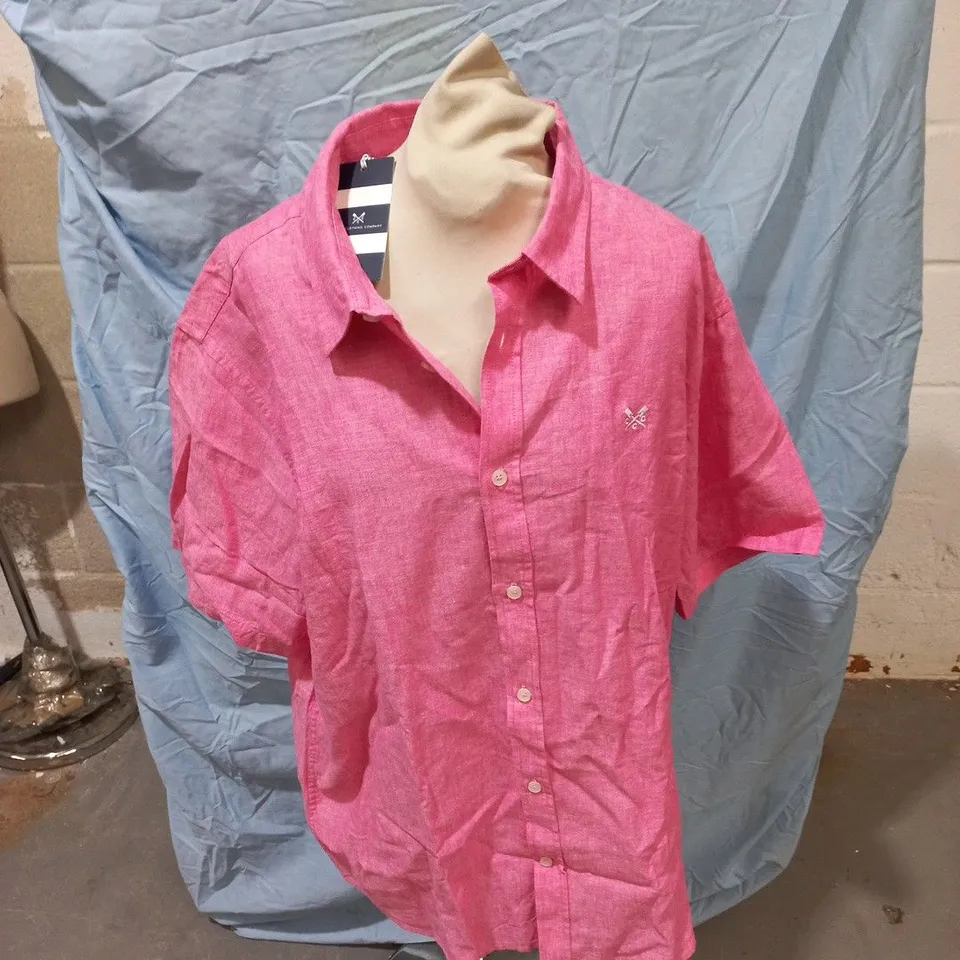 CREW CLOTHING COMPANY PINK SHORT-SLEEVE BUTTON-DOWN SHIRT – UK SIZE XL