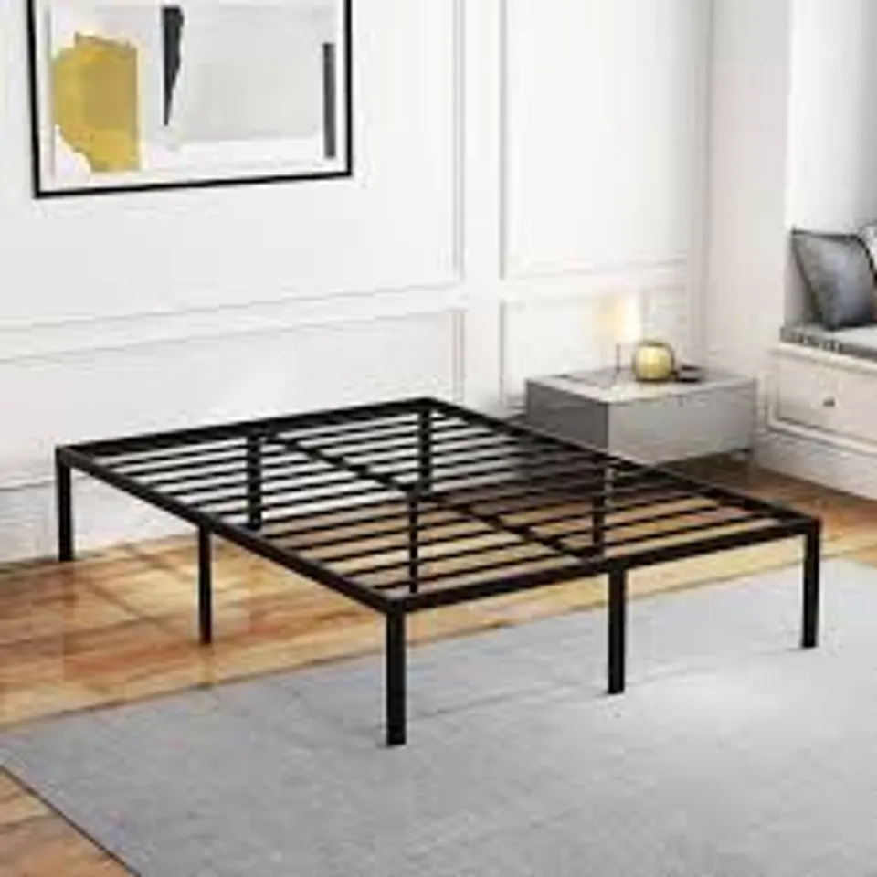 BOXED DOUBLE SIZE HEAVY DUTY METAL PLATFORM BED FRAME (1 BOX)