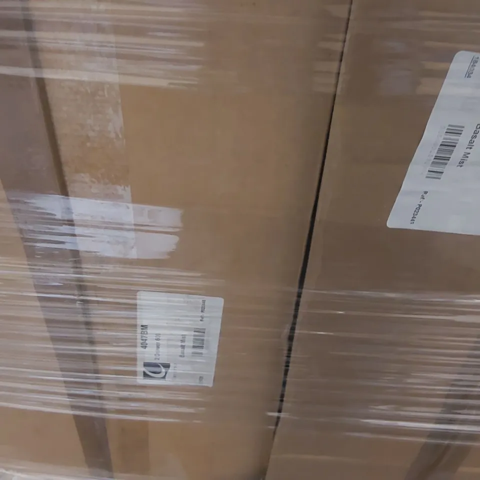 PALLET CONTAINING A LARGE QUANTITY OF ASSORTED BATHROOM FURNITURE PARTS INCLUDING: BASE SLIMLINE CARCASSES, OPEN TOP TOILET ROLL CARCASSES, 2 DRAWER CARCASSES ECT