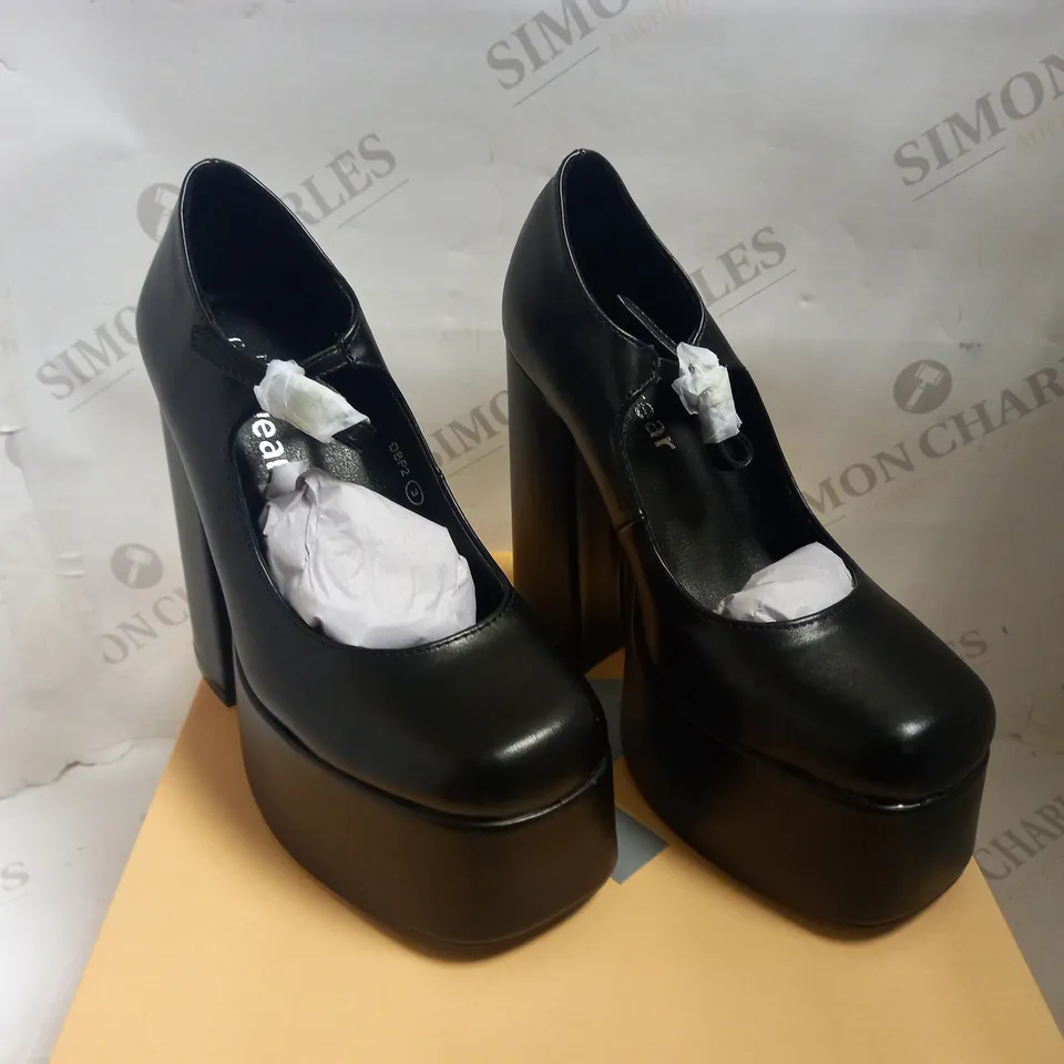 KOI VEGAN DARKBLOOM BLACK PLATFORM HEELS - SIZE 3