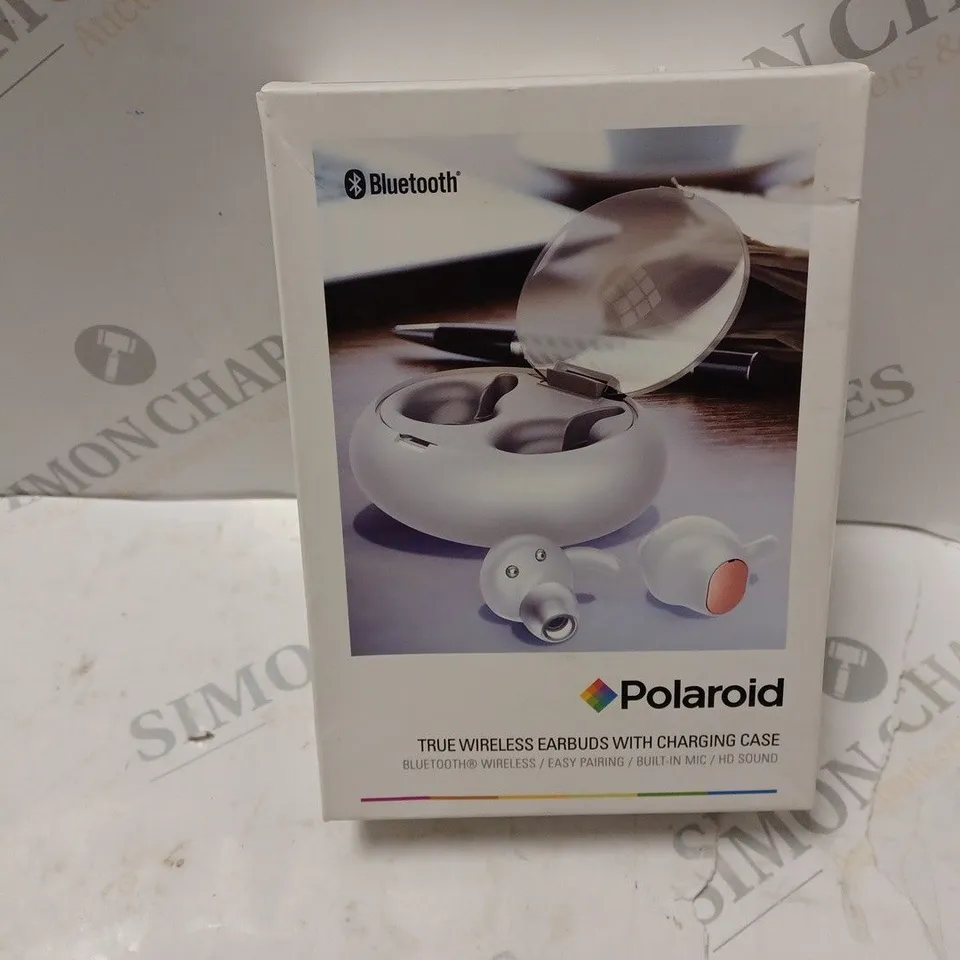 BOXED POLAROID TRUE WIRELESS EARBUDS WITH CHARGING CASE