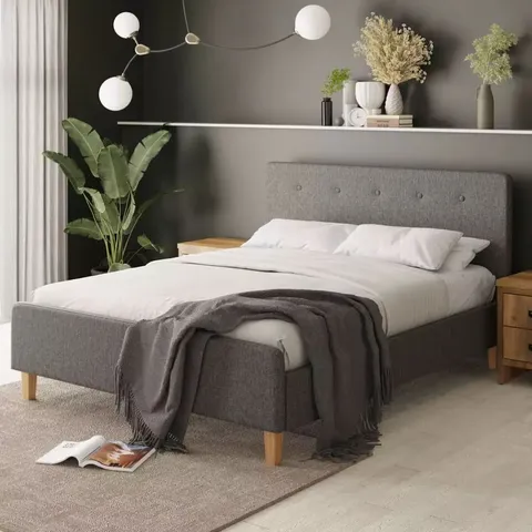 BRAND NEW BOXED ASHBOURNE 150CM KING SIZE BED FRAME - LIGHT GREY (3 BOXES)