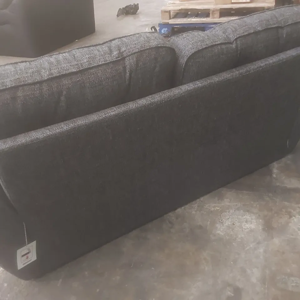 DESIGNER HALSTOW 2 SEATER HIGH BACK FABRIC UPHOLSTERED SOFA - CHARCOAL 