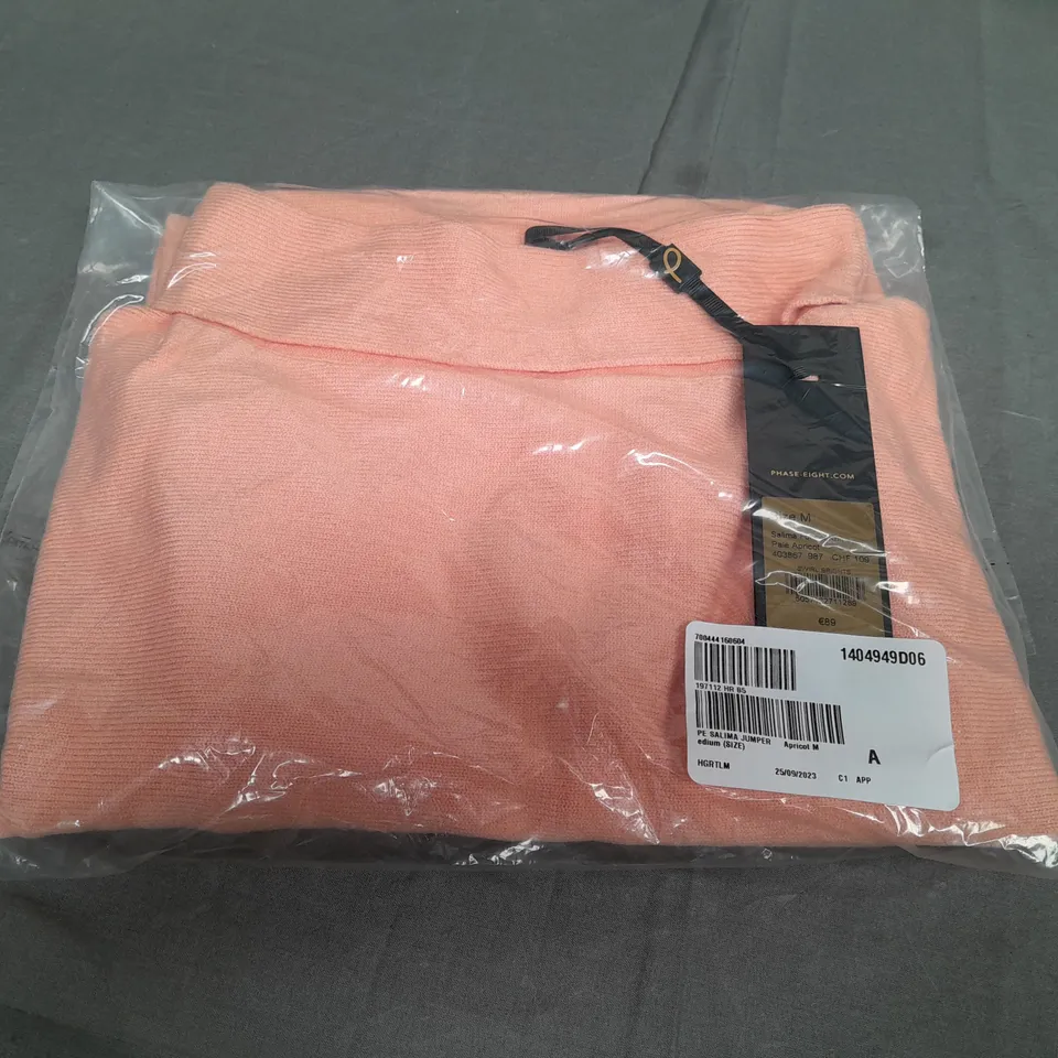 SEALED PHASE EIGHT SALLIMA FUNNEL KNIT PALE APRICOT JUMPER - MEDIUM