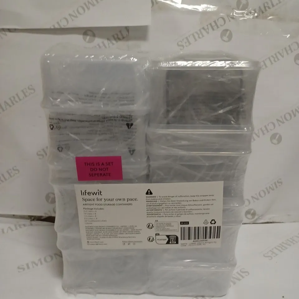 SEALED PACK OF LIFEWIT AIRTIGHT FOOD STORAGE CONTAINERS, APPROX. 24 CONTAINERS 