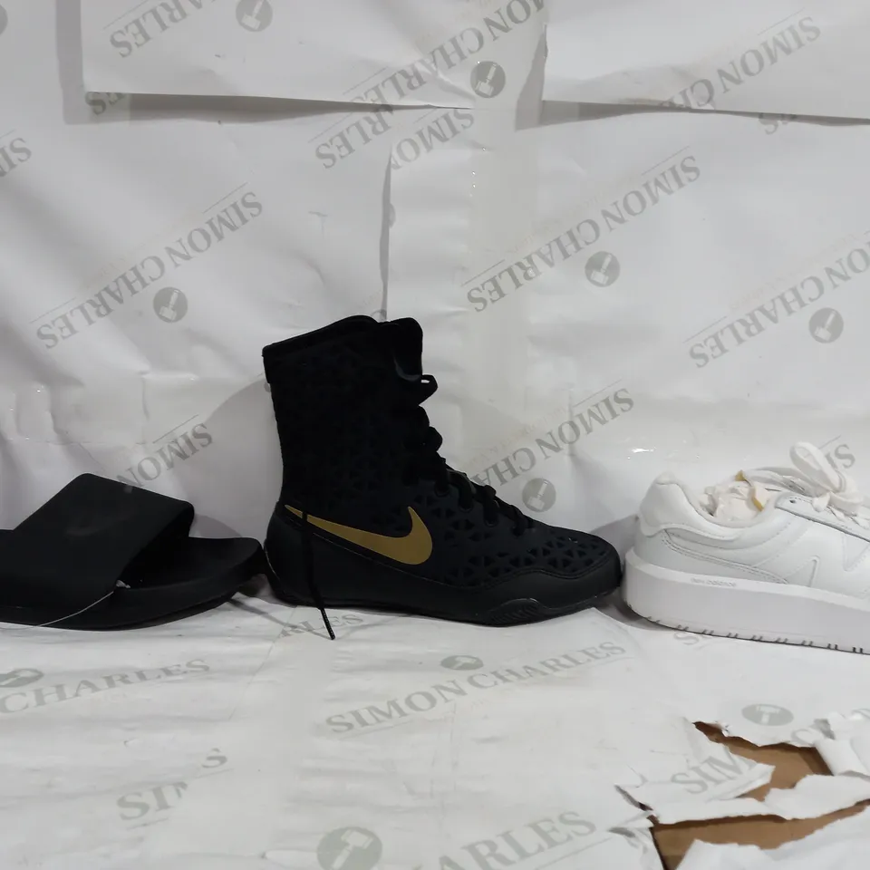 LOT OF APPROX 20 SHOES TO INCLUDE- EVERLAST SLIDERS - NIKE BOXING  - WHITE TRAINERS ECT