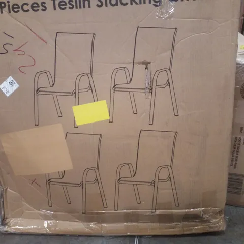 BOXED TESLIN STACKING CHAIRS (SET OF 4) - BROWN (1 BOX)
