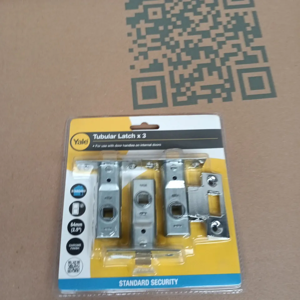 BOX OF ASSORTED GOODS INCLUDING YALE TUBULAR LATCH X3, NAIL KIT AND KRONE ZERO ADJUSTER ROLL PLASTIC