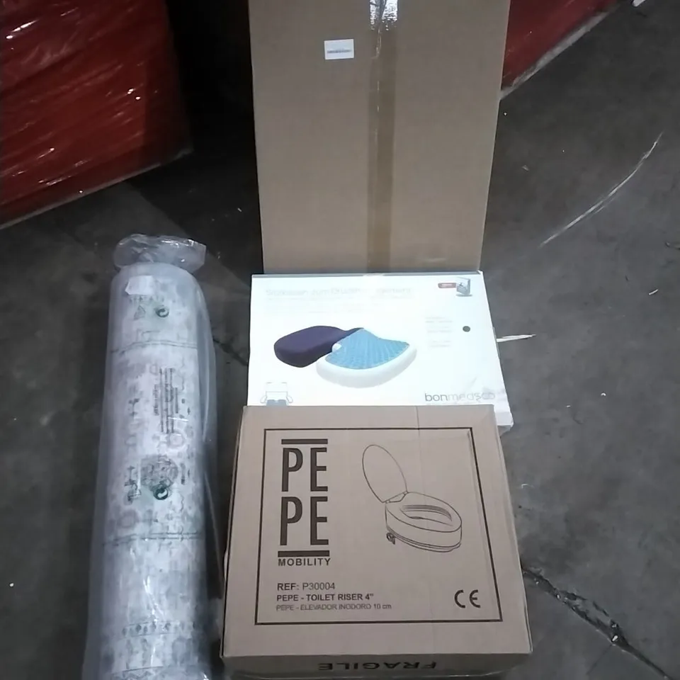 PALLET OF HOUSEHOLD ITEMS TO INCLUDE RUG,PEPE MOBILITY, PICTURE FRAMES, SEAT CUSHION FOR PRESSURE MANAGEMENT AND OTHER ASSORTED ITEMS...