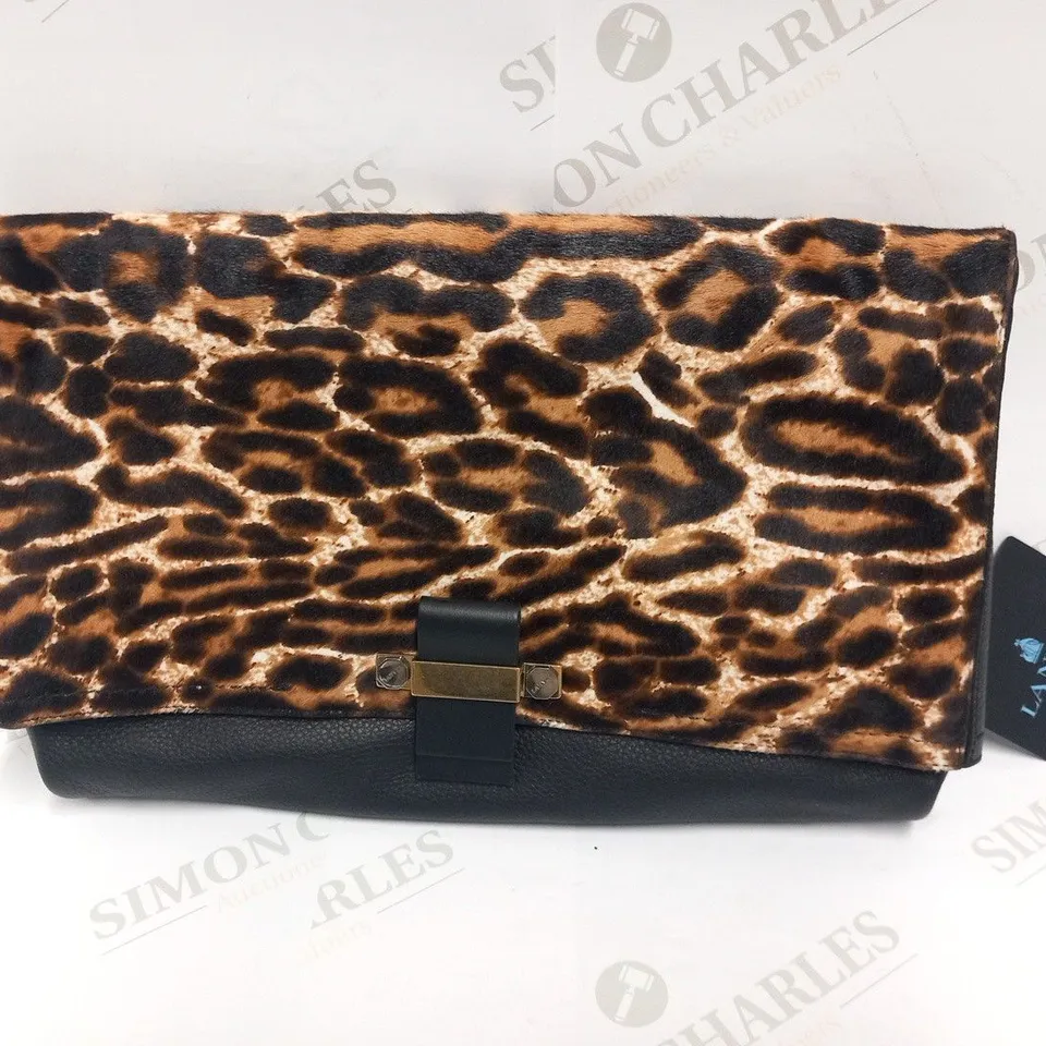 LANVIN PONY LEOPARD CLUTCH BAG FAWN 