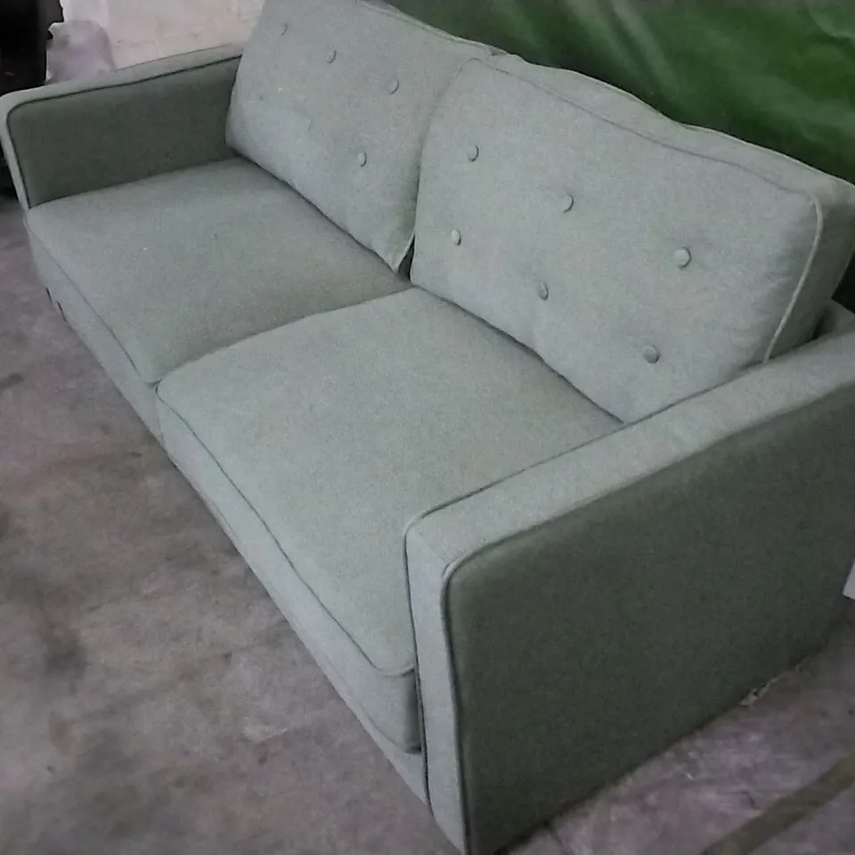 DESIGNER OLIVE GREEN FABRIC 3 SEATER BUTTONBACK SOFA