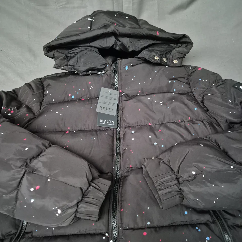 NVLTY LONDON PAINT SPLAT PADDED COAT SIZE S