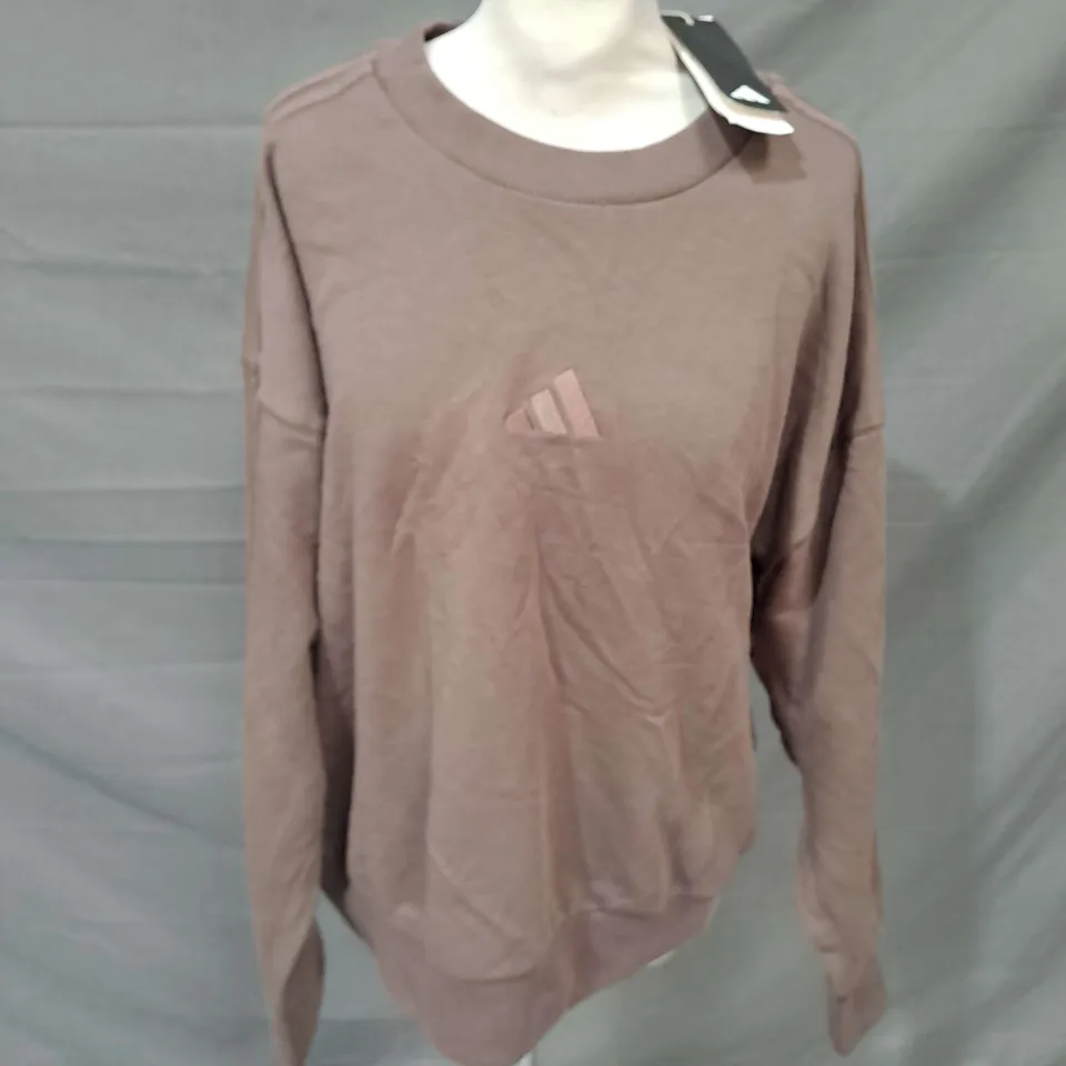 ADIDAS ALL SEASON EMBROIDERED SWEATER IN BROWN SIZE L