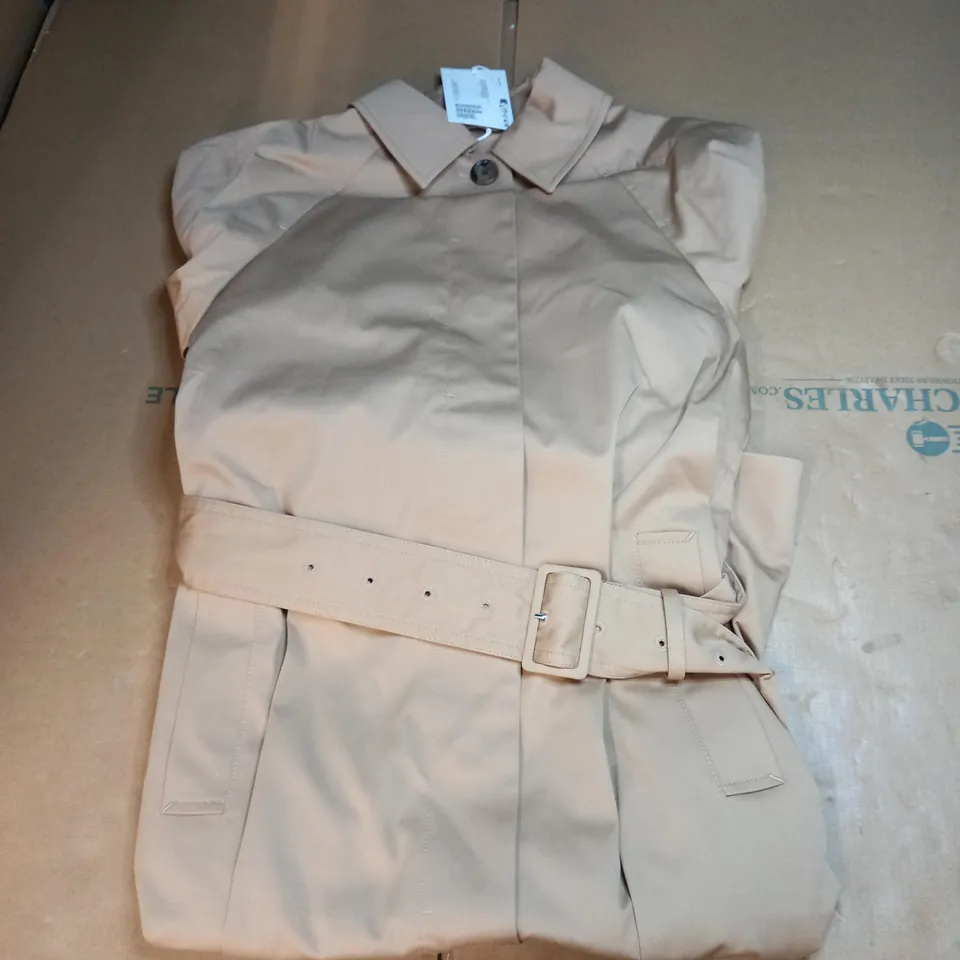 COS REGULAR-FIT TWILL TRENCH COAT - BEIGE, UK 8