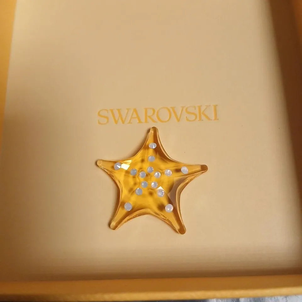SWAROVSKI CRYSTAL STAR ORNAMENT – AMBER, BOXED