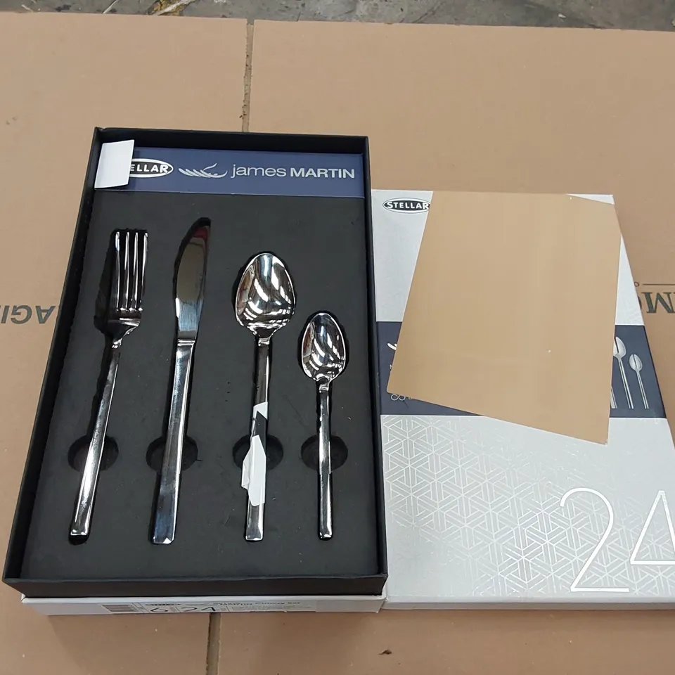 BOXED STELLAR JAMES MARTIN 24 PIECE STAINLESS STEEL CUTLERY SET (1 BOX)