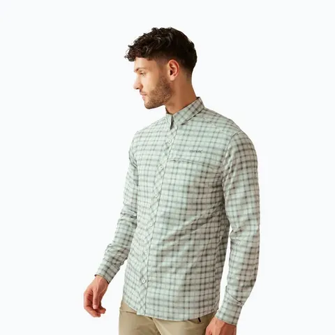 BRAND NEW REGATTA MENS TRAVEL PACKAWAY LONG SLEEVE SHIRT STONE WHITE CHECK 3XL