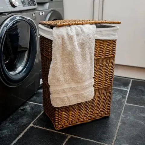 BOXED RECTANGULAR WICKER LAUNDRY BASKET BIN