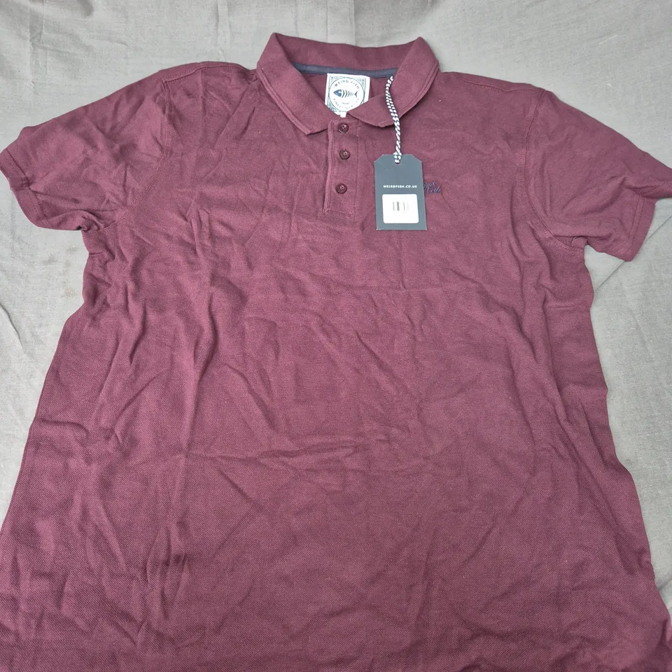 WEIRD FISH MILES ORGANIC PIQUE POLO IN MULLED WINE - LARGE