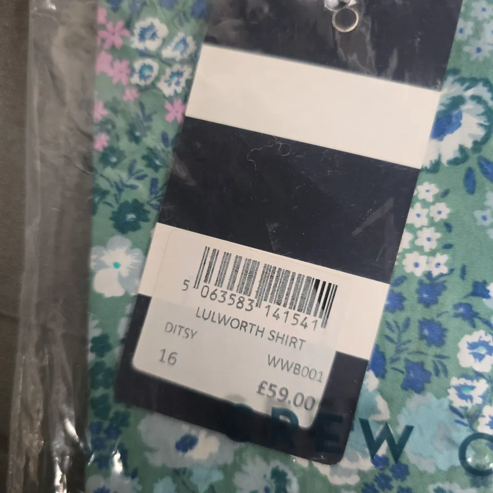 BAGGED CREW CLOTHING COMPANY LULWORTH SHIRT – FLORAL PRINT, CLASSIC FIT, UK 16