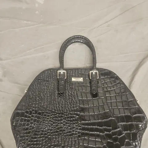 OSPREY LONDON CROC-EFFECT HANDBAG - BLACK