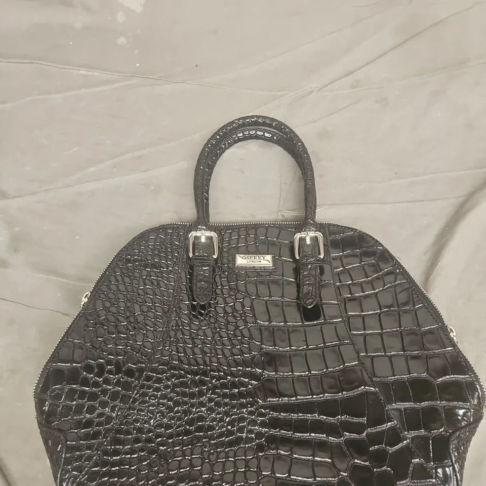 OSPREY LONDON CROC-EFFECT HANDBAG - BLACK