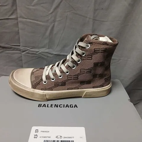 BALENCIAGA HIGH TOP SNEAKERS – MONOGRAM CANVAS, UK 4 (EU 37)