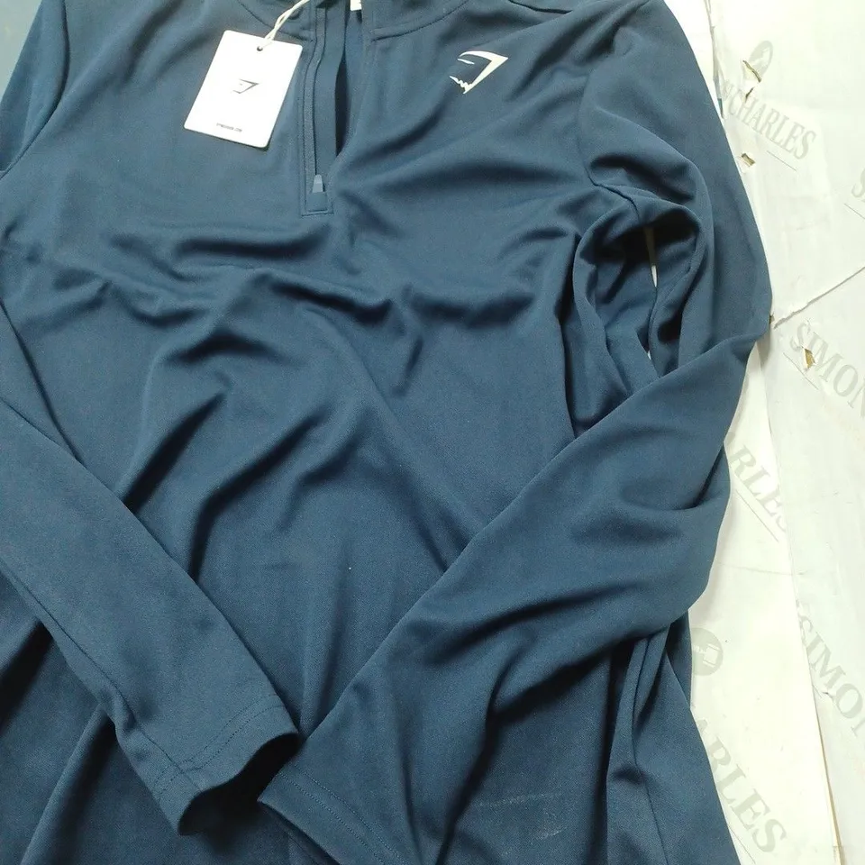 GYMSHARK NAVY QUARTER ZIP - XS