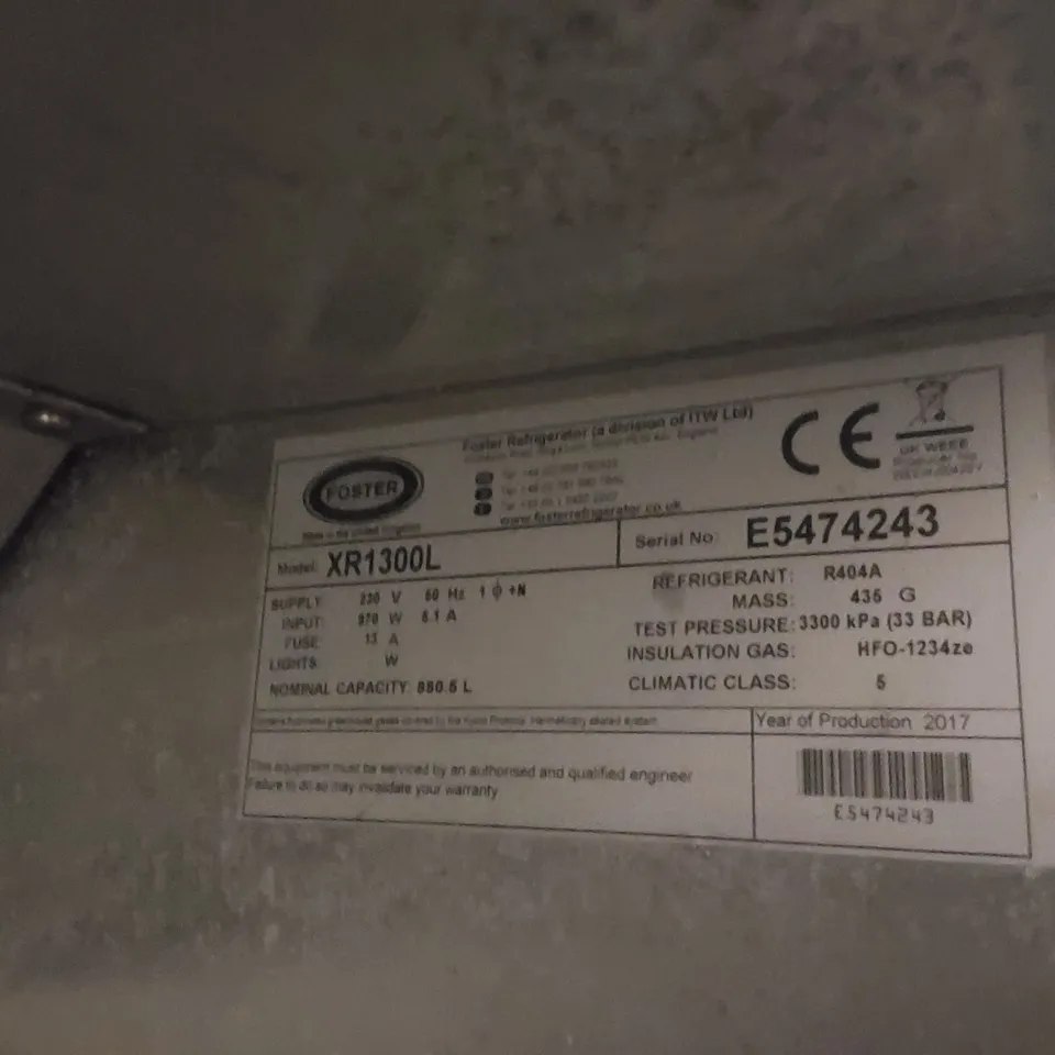 FOSTER XR1300L DOUBLE DOOR COMMERCIAL FREEZER