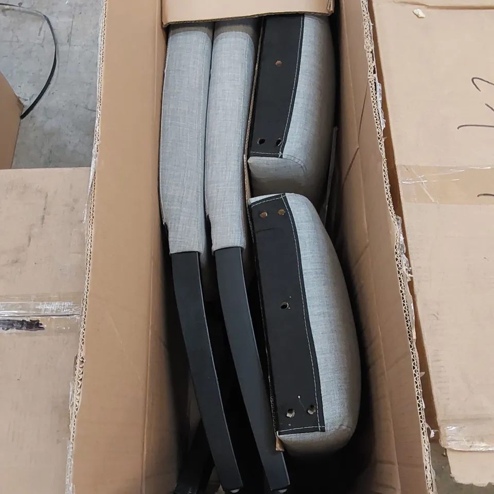 BOXED FLORENCE DINING CHAIR IN GREY LINEN WITH BLACK LEGS - SET OF 2