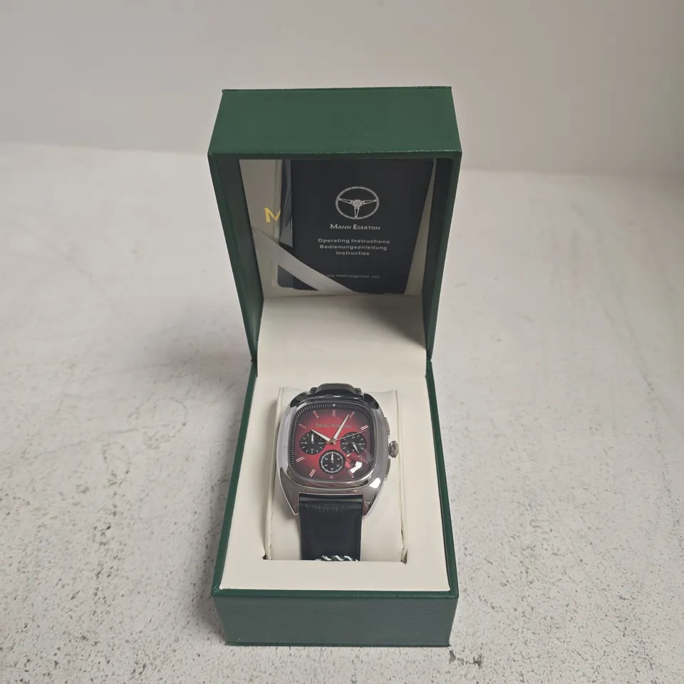 MANN EGERTON GLIDER WATCH IN STEEL/RED