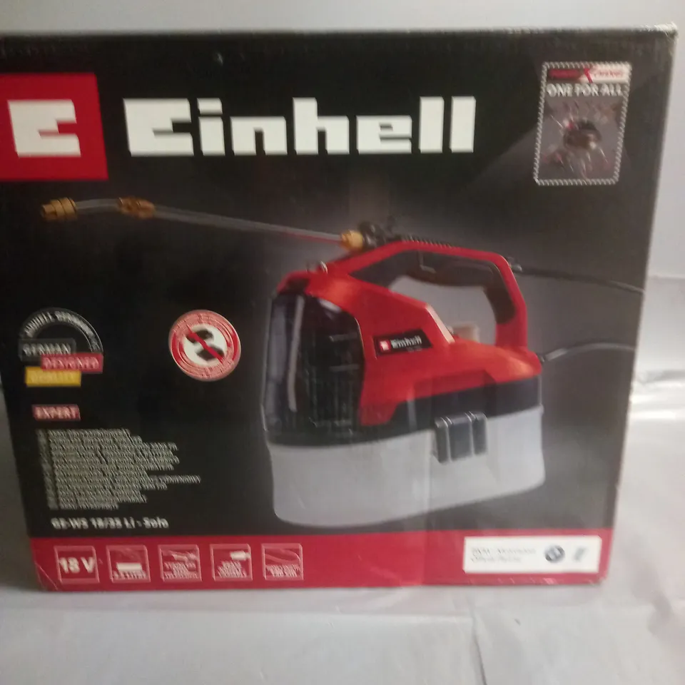 BOXED EINHELL CORDLESS PRESSURE SPRAYER - GE-WS 18/35 LI