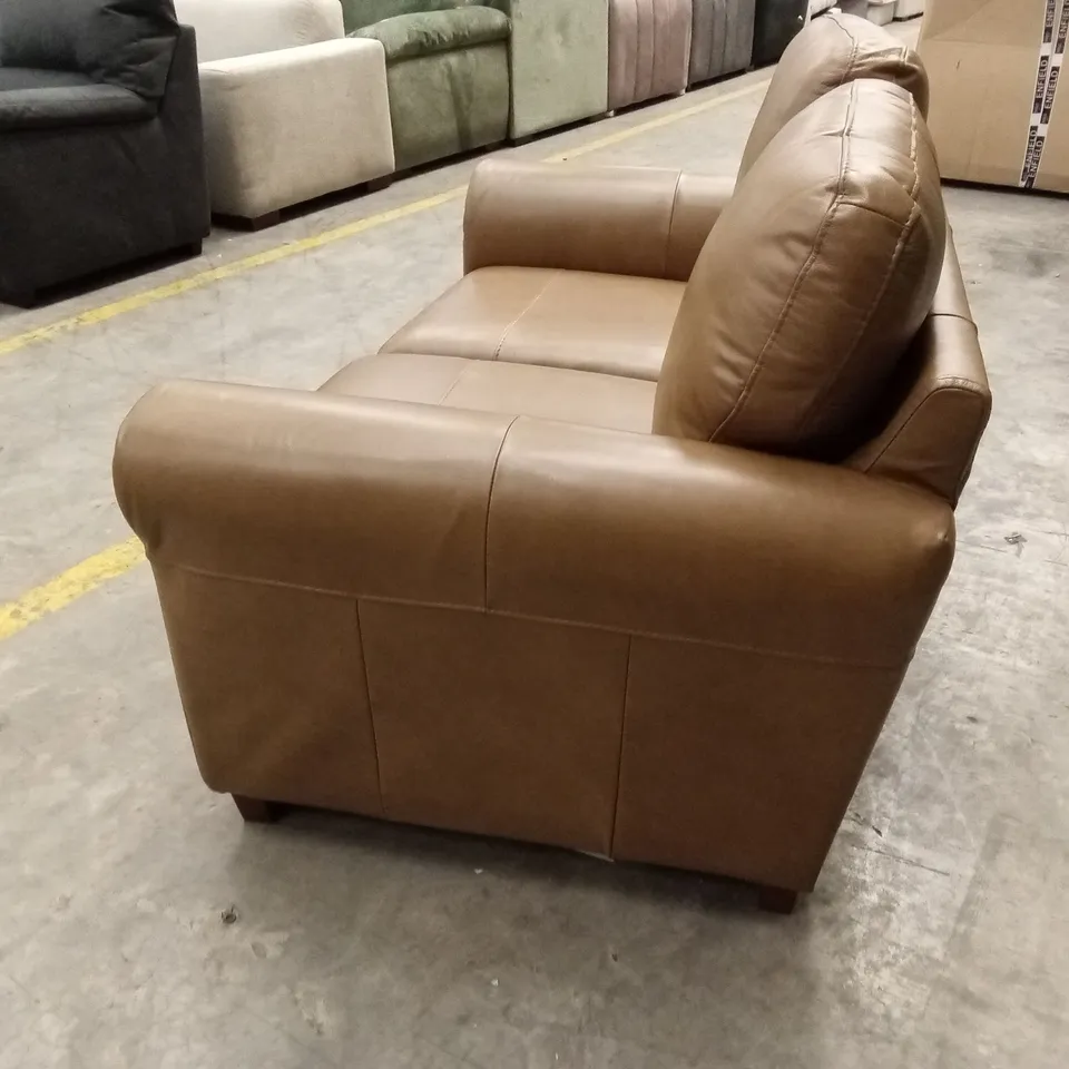 BAILEY ITALIAN LEATHER 2 SEATER SOFA - TAN RRP £829