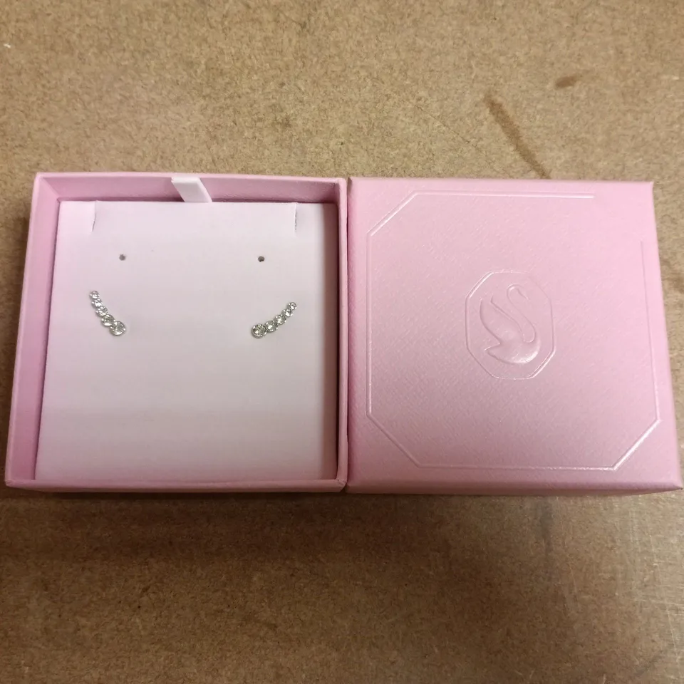 SWAROVSKI CRYSTAL RHINESTONE STUD EARRINGS IN PINK PRESENTATION BOX