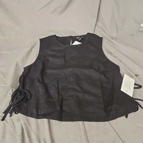 NOBODY'S CHILD VERITY TOP IN LINEN BLACK SIZE 12
