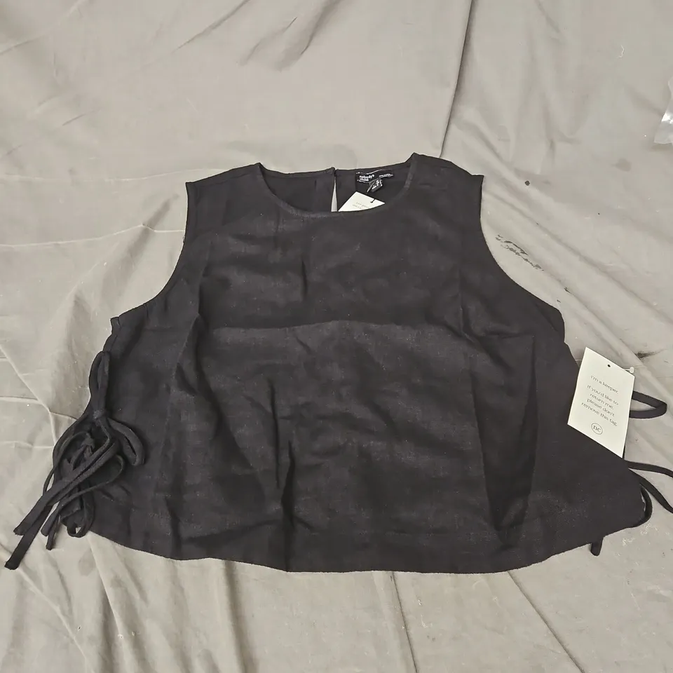 NOBODY'S CHILD VERITY TOP IN LINEN BLACK SIZE 12