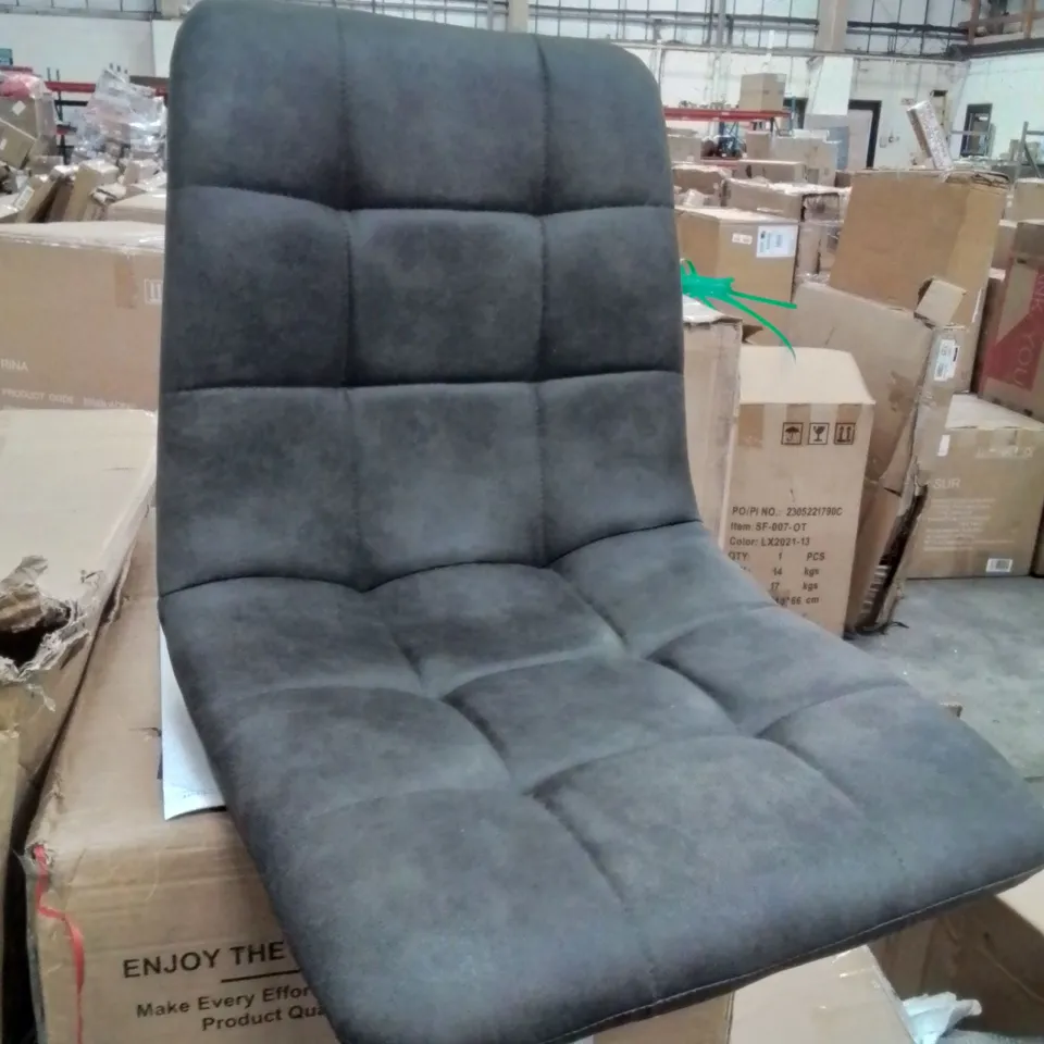 BOXED PAIR OF DESIGNER BROWN DINING CHAIRS IN GREY